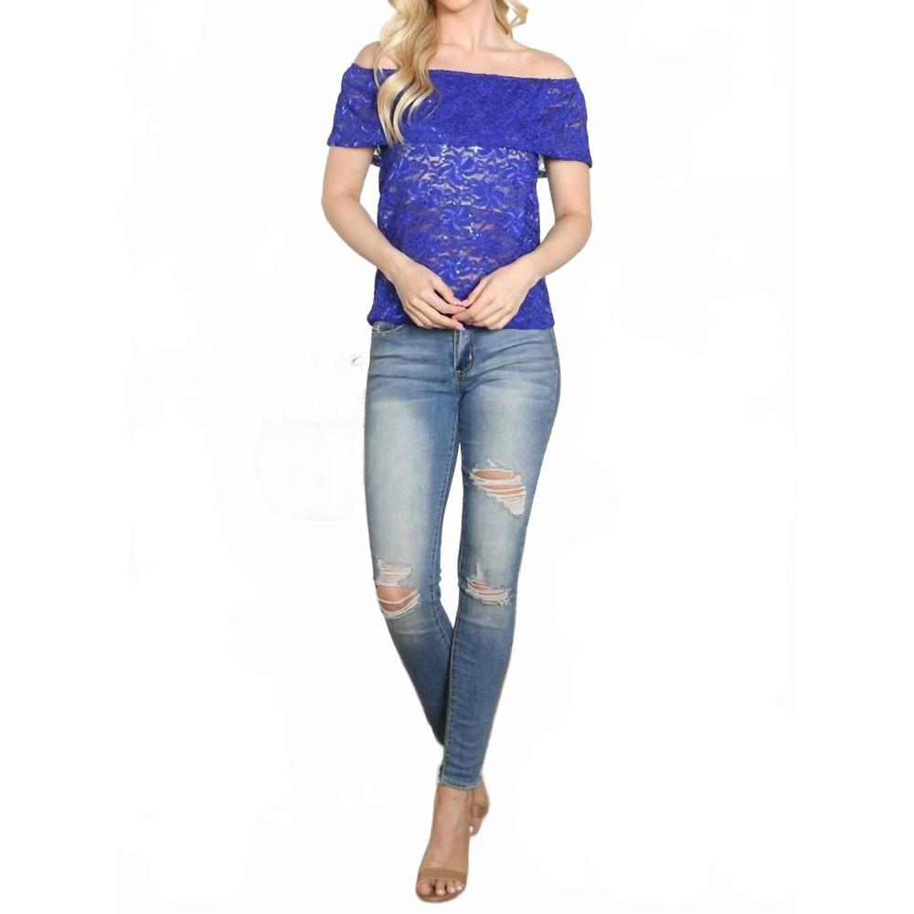 NEW WESTMOON off shoulder lace top in royal blue